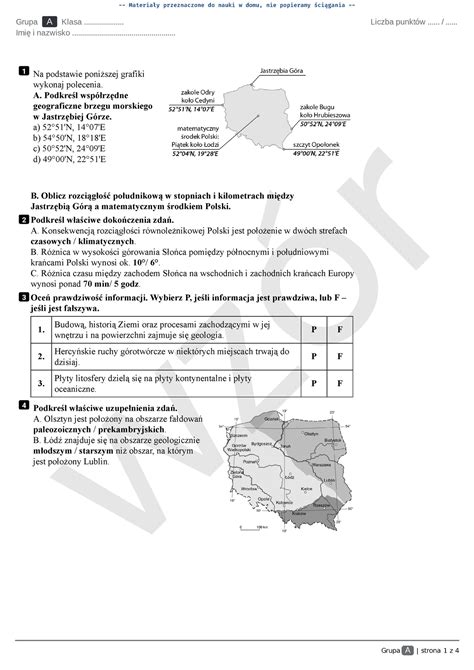 Test Dzial Tematy Test Z Klasy Szko A Podstawowa Dzai