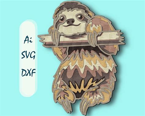 Sloth Multilayer 3d Svg Sloth 3d Mandala Sloth Paper Cut Etsy