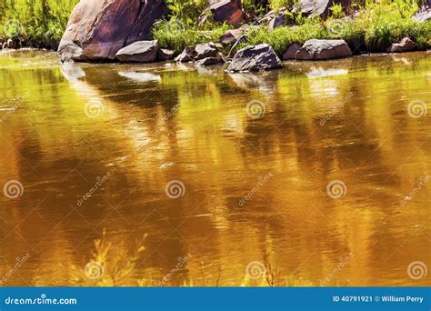 Gold Yellow Brown Colorado River Abstract Moab Utah Stock Image Image