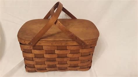 Vintage Large Basketville Picnic Basket W Hinged Lid Ebay