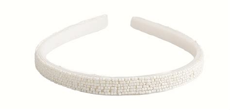 Caravan White Bead Headband Of Many Rows Strung And Tied