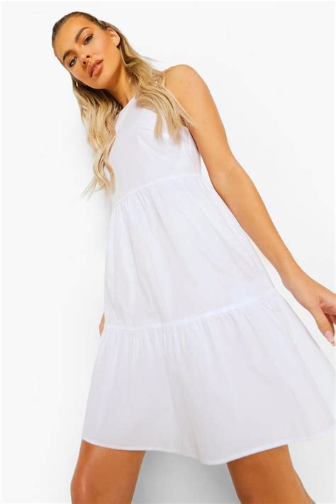 Womens Cotton Tiered Smock Dress Boohoo Uk