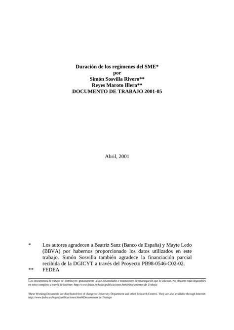 PDF Duración de los regímenes del SME por Simón documentos fedea