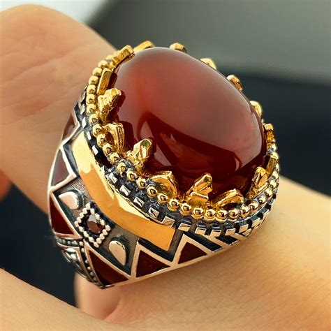 Red Zircon Stone Men Ringmen Jewelry925 Sterling Silver Ringt Ringanniversary Tfather