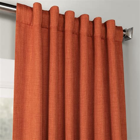 Desert Orange Faux Linen Blackout Room Darkening Curtain Orange