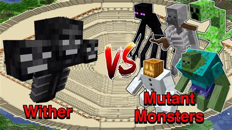 Minecraft Mobs Battle Your Requests Wither Vanilla Vs Mutant Monsters Youtube