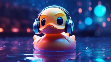 Premium Photo Trendy Rubber Duck With Neon Color Photography Image Ai