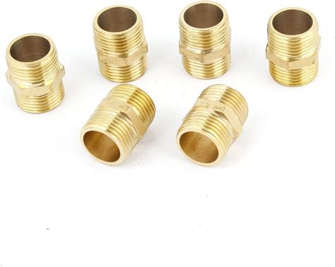 Amazon Aexit 6pcs Gold Fittings Tone Brass 3 8PT X 3 8PT Male Hex