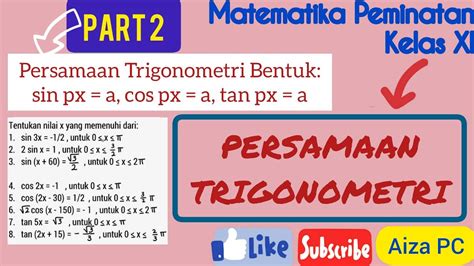 Persamaan Trigonometri Part Bentuk Sin Px A Cos Px A Tan Px