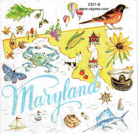 St 2321 B State Of Maryland Napkin For Decoupage Vippies Designs