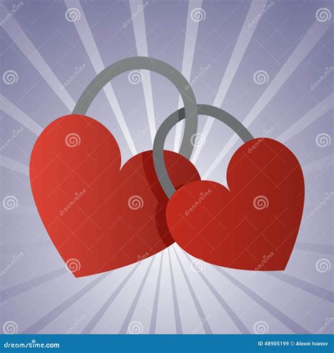 A Couple Of Padlock Locked Hearts Flat Style Stock Vector