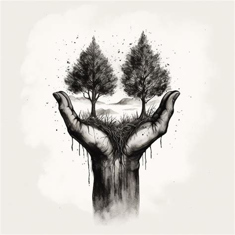 Premium Ai Image A Save Tree Sketch With White Background