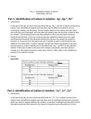 Dry 4 Qualitative Analysis Of Cations Lab Report Docx Dry 4