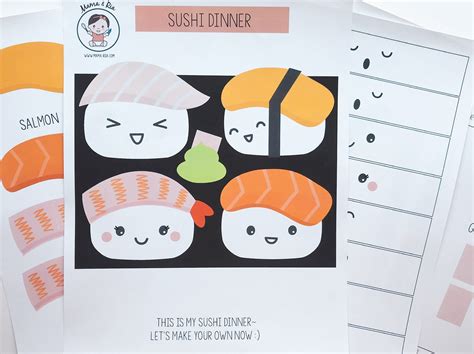 Sushi Dinner Papercraft Free Coloring Page Etsy