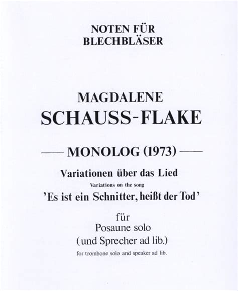 Schauss Flake Magdalene Monolog Variationen Ber Ein Lied F R