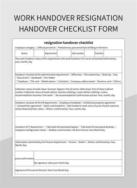 Work Handover Resignation Handover Checklist Form Excel Template And Hot Sex Picture