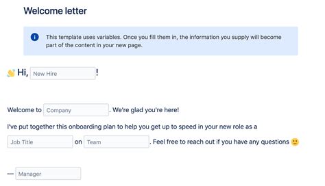 Confluence Template Variables