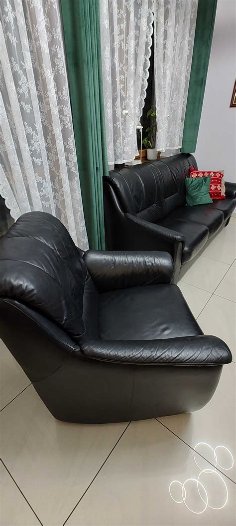 Zestaw wypoczynkowy ze skóry sofa fotel Puck OLX pl