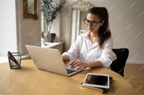 Premium Photo Financier With Glasses Woman Working In Office Monthly Budget Report Formal