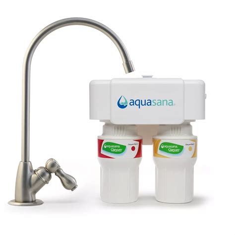 Aquasana 2 Stage Under Counter Water Filtration System With Brushed Nickel Finish Faucet The