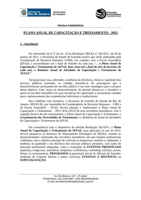 PDF PLANO ANUAL DE CAPACITAÇÃO E TREINAMENTO 2012 Levantamento