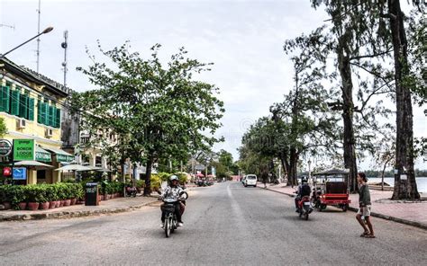 Old Street In Kampot Cambodia Editorial Stock Photo Image Of People