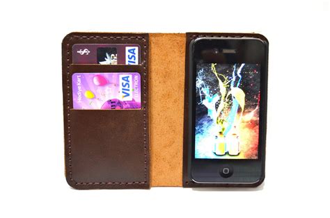 iPhone 4 Wallet Case with Bumper attachment Dark by leathermix