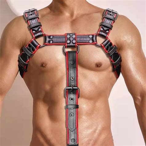 Fetish Gay Men Leather Straps Sexy Leather Suspenders Harness BDSM