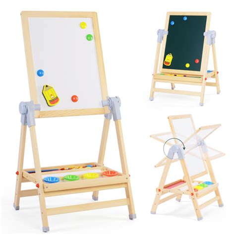 Ikkle Chevalet 3 en 1 pour enfants avec tableau à dessin tableau blanc