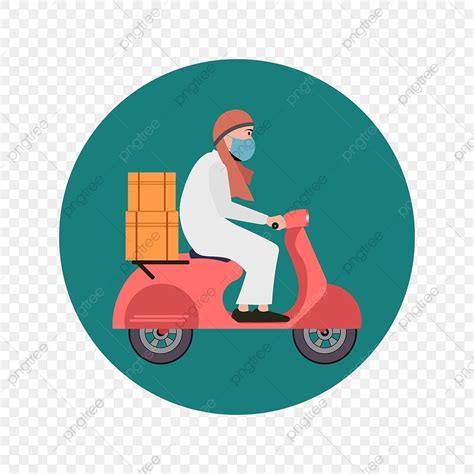 Delivery Scooter Clipart Vector Scooter And Saudi Product Delivery Man