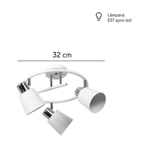 Luz Desing Plafon Luces Espiral Yencko Conico Blanco Cromo Apto Led