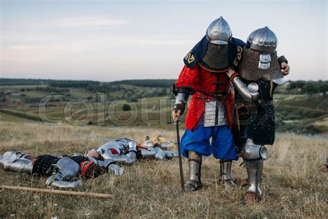 Wounded Medieval Knights In Armor Looks Stock Image Colourbox