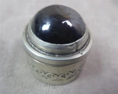 Bo Te A Pilules Ancienne En M Tal Argent Et Cabochon Eur