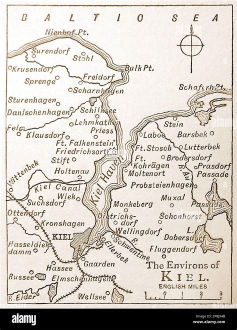 An Old Th Century Map Of Kiel Then In Prussia Now Germany Eine