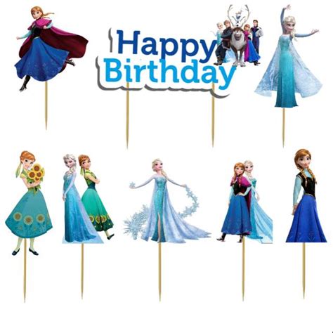 Topper Cake Cupcake Hiasan Kue Ulang Tahun Motif Frozen Shopee