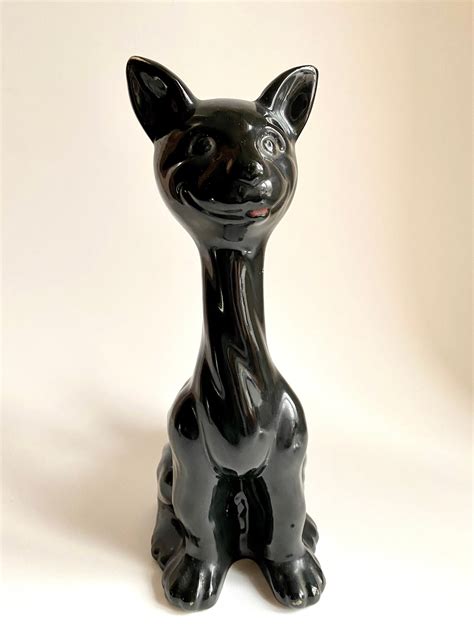 Large Tall Vintage Black Cat Figurine Etsy