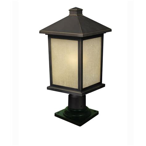 Z Lite 1 Light Oil Rubbed Bronze Outdoor Pier Mount Light With Tinted Seedy Glass The Home