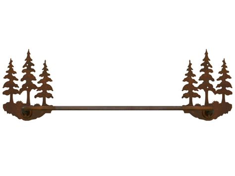 27 Double Pine Trees Metal Towel Bar Towel Holder