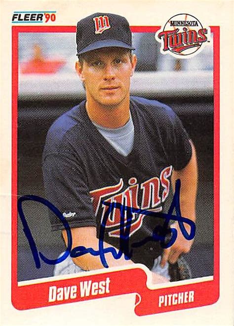 Dave West Autographed Baseball Card Minnesota Twins 1990 Fleer 388