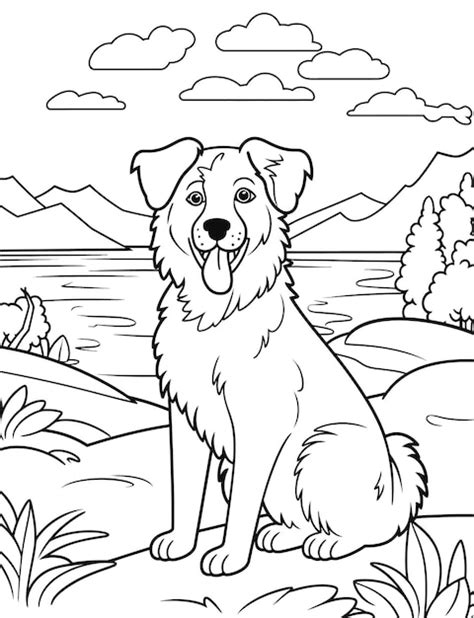 Coloriage Chien De Berger Australien Vecteur Premium