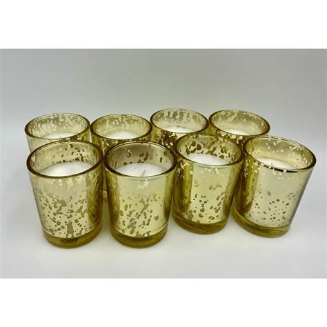 8 Mercury Gold Weeping Gold Glass Votives New 25 Christmas Candles