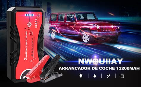 NWOUIIAY Arrancador de Coches 13200mAh 1000A Arrancador Batería Coche