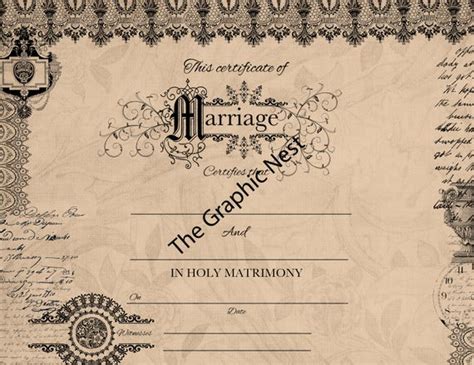 Vintage Marriage Certificate. Digital Download | Etsy Sweden