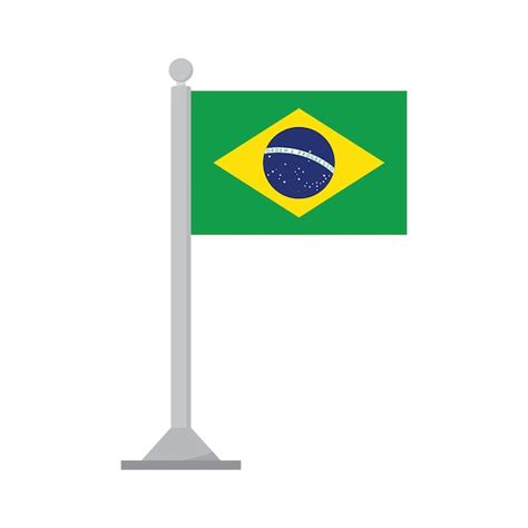 Bandeira Do Brasil No Mastro Isolado Vetor Premium