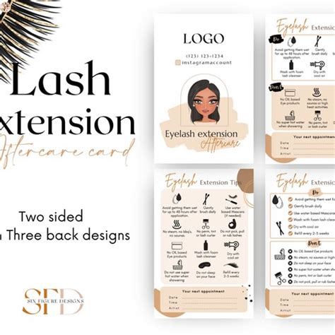 Editable Lash Extension Aftercare Cards X And Etsy