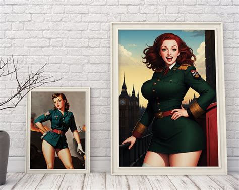 Vintage World War Ii Pin Up Girl Poster Retro Wall Art And Etsy