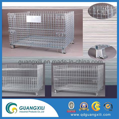 Folding And Stackable Industrial Storage Wire Mesh Pallet Cage