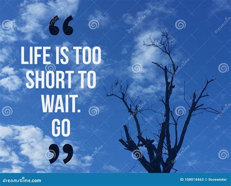 Inspirational Motivational Quote `life Is Too Short To Wait Go` Stock