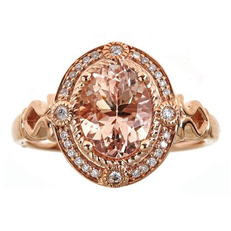 14k Rose Gold Morganite And Diamond Ring Cirari