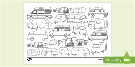 Caravan Doodle Colouring Page Teacher Made Twinkl